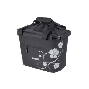 BlueBird Handlebar basket bag with QR holder Hibiscus (20 litres / black)